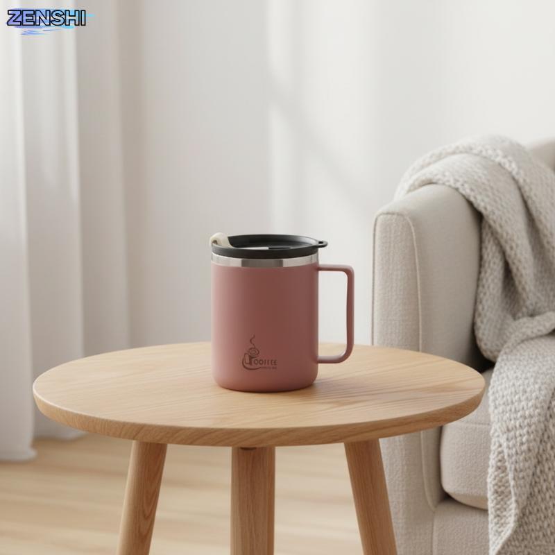[เซน-ที] 304 สแตนเลสคู่ผนังฉนวนแก้วกาแฟพร้อมที่จับน้ําหนักเบาแบบพกพาสําหรับตั้งแคมป์เดินป่ากลางแจ้งทริป 1พีซี