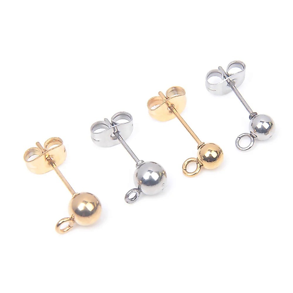 Xhnxhn ต่างหูสตั๊ด สเตนเลส เส้นผ่าศูนย์กลาง 4 5 6 มม. 20 ชิ้น สําหรับทําเครื่องประดับ DIY