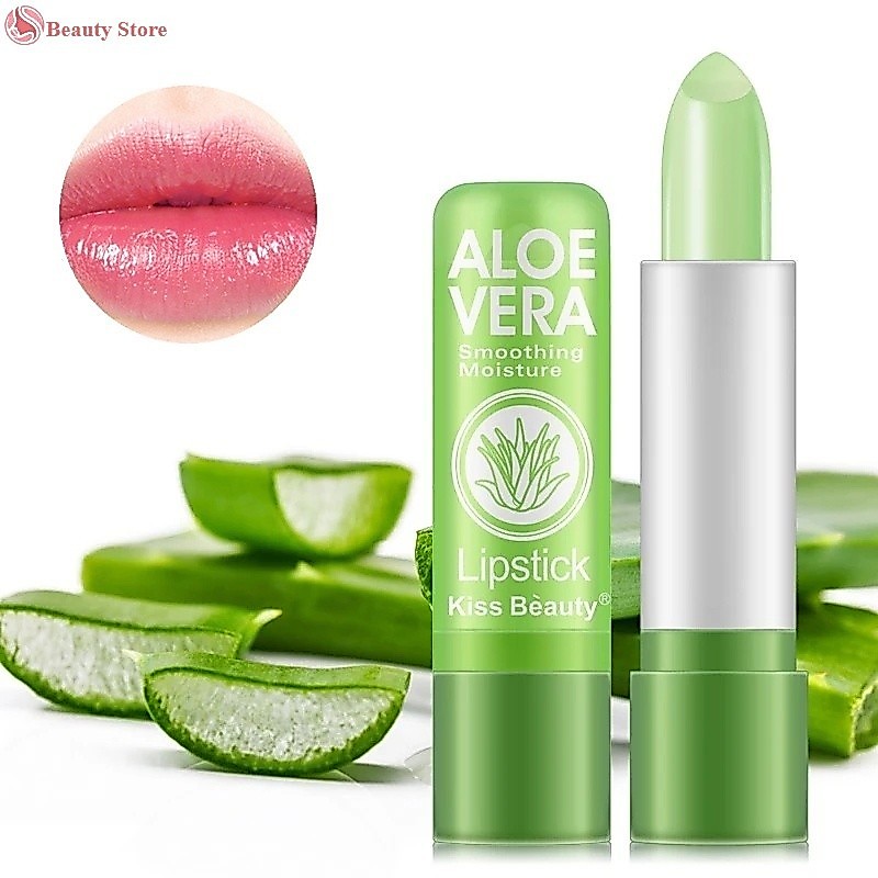 Kiss Beauty ลิปสติก ลิปบาล์มว่านหางจระเข้ ให้ความชุ่มชื้น บํารุงริมฝีปาก