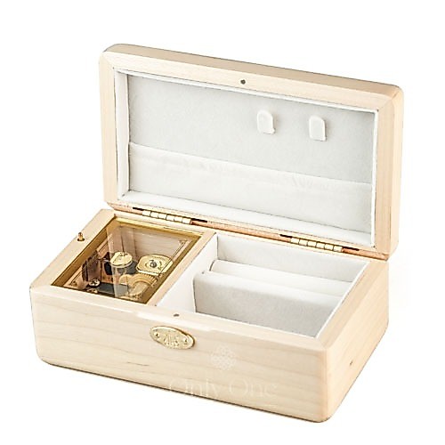 กล่องดนตรีไขลาน รุ่นjewelry music box 3 เลือกเพลงได้ ใส่แหวน ใส่สร้อยคอ สลักได้ กล่องดนตรีไม้แท้ แบรนด์Sankyo