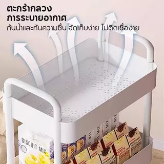 รถเข็นเก็บของพลาสติก PP แบบหลายชั้น 3/4/5 ชั้น พร้อมล้อเลื่อน 360° เหมาะสำหรับห้องครัว ห้องน้ำ และห้องนั่งเล่น