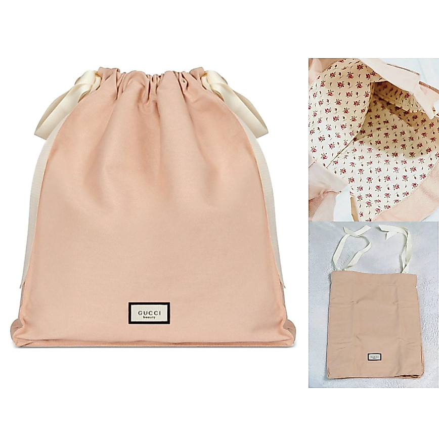 Gucci Beauty NEW LARGE Canvas Drawstring Cosmetic Makeup Toiletry Bag กระเป๋าเชือกหูรูดไซส์ใหญ่ กระเป๋าใส่เครื่องสำอาง