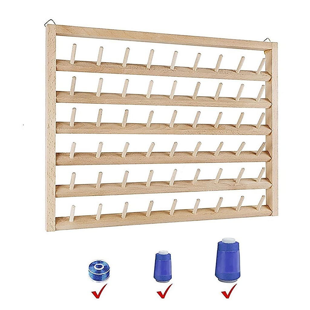 [lacooppia11] 54 Spools Thread Rack ไม้พับได้ถือ Organizer Wall Mount Cone เย็บปักถักร้อยเครื่องเย็บผู้ถือ