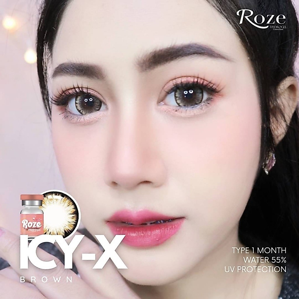 **มีค่าสายตา0.00-10.00**🔥คอนแทคเลนส์ Hydrogel❤️Size : XL❤️ Icy-X (Rozelens) สี Brown/Gray/Black