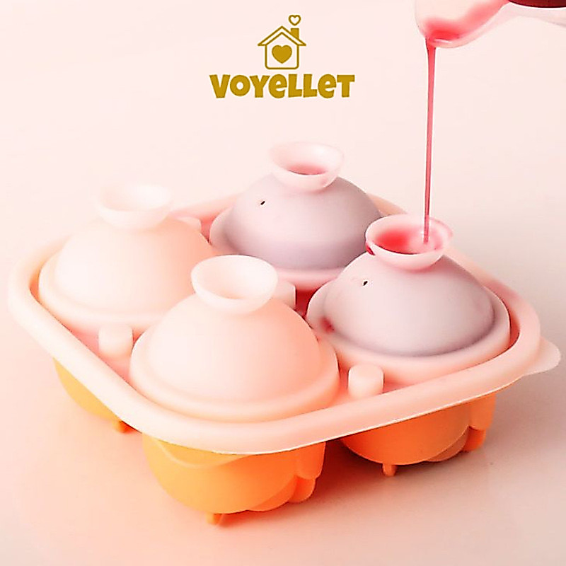 🌈พิมพ์ทำน้ำแข็ง บล็อกทำก้อนน้ำแข็ง ลายกุหลาบ ice maker แม่พิมพ์ซิลิโคน 4 หลุม ศูนย์กลาง 5.5 ซม🌈