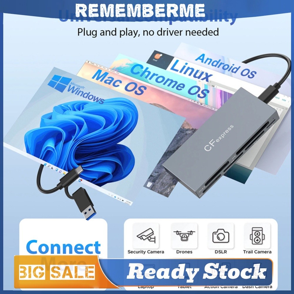6 in 1 CFexpress Type B/CF/XD/MS/SD/TF Card Reader พร้อมสาย Multi Card Reader