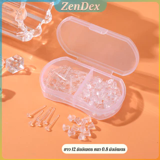 ZD ก้านต่างหูพลาสติก ชุดแท่งหูพลาสติกป้องกันการแพ้ พร้อมปลายหูซิลิโคน หรือ DIY ต่างหู 100 ชิ้น/60 ชิ้น/30 ชิ้น ear stud