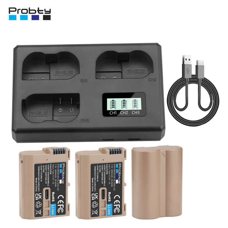 2850mAh EN-EL15C แบตเตอรี่ USB-C แบตเตอรี่กล้องสําหรับ Nikon Z6 III, Zf, Z8 Z7, Z6, Z7 II, Z6 II, Z5