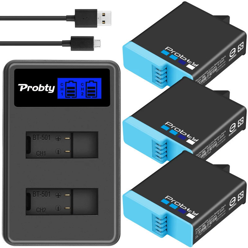 สําหรับแบตเตอรี่ GoPro 8 7 6, 1680mAh หรือ LCD dual-channel charger, สําหรับ GoPro Hero 8 7 อุปกรณ์เ