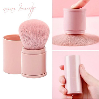 Pink Retractable Makeup Brush Portable with Dust Cover Blush Brush Makeup Setting Powder Brush