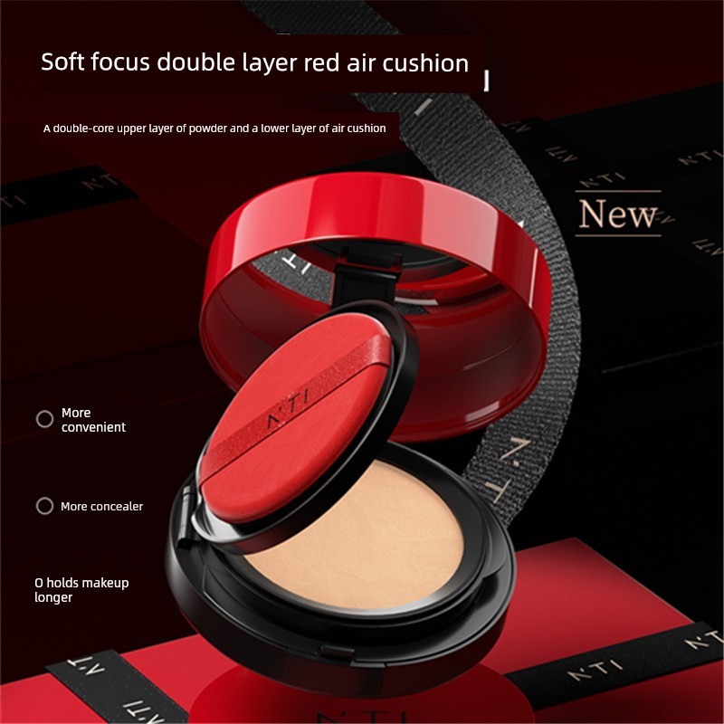 พัฟ แป้งพัฟ NTI Soft Velvet Matte Cushion Powder ผสมบีบีครีมคอนซีลเลอร์ Moisturizing ติดทนนาน Non-Ta