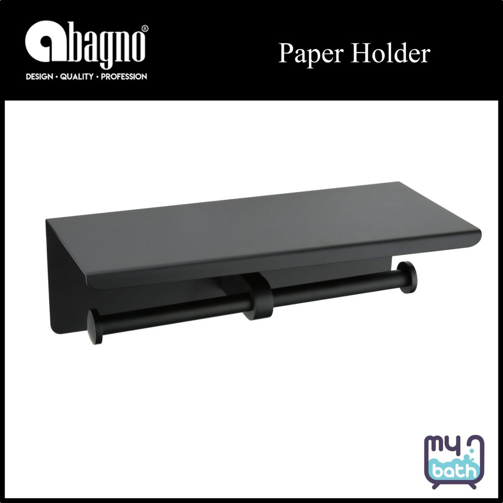 Abagno PH-308-MB Stainless Steel Double Paper Holder - Matt Black