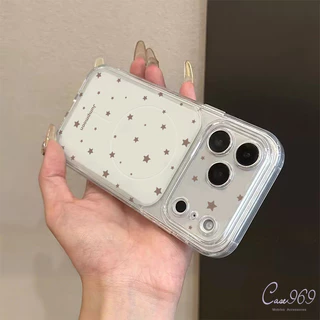 เคสไอโฟน 17 ใช้ได้กับ iPhone 13 15 11 17 12 16 14 Pro Max 14 15 16 plus 12 17 16 pro Air ดีไซน์ลายดาวสีน้ำตาลอ่อนละมุน