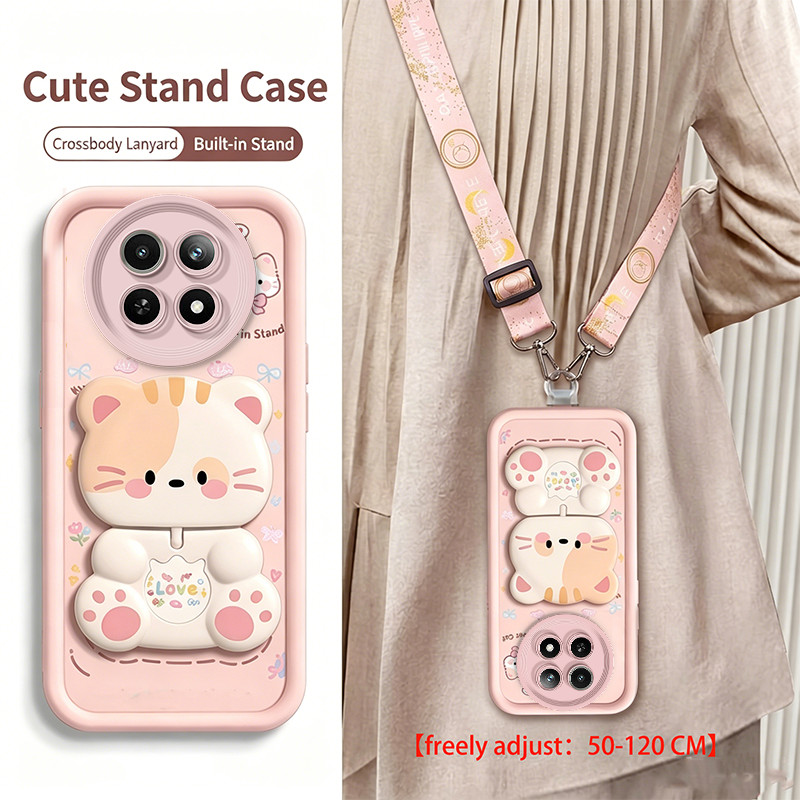 สายรัดCrossbody LanyardสําหรับREDMIหมายเหตุ15 4Gหมายเหตุ15 PRO poco M8 PRO 5GปลอกSoftcaseซิลิโคนกันกระแทกความงามพร้อมผู้ถือแมวน่ารักสําหรับสาวJTGMZJ1