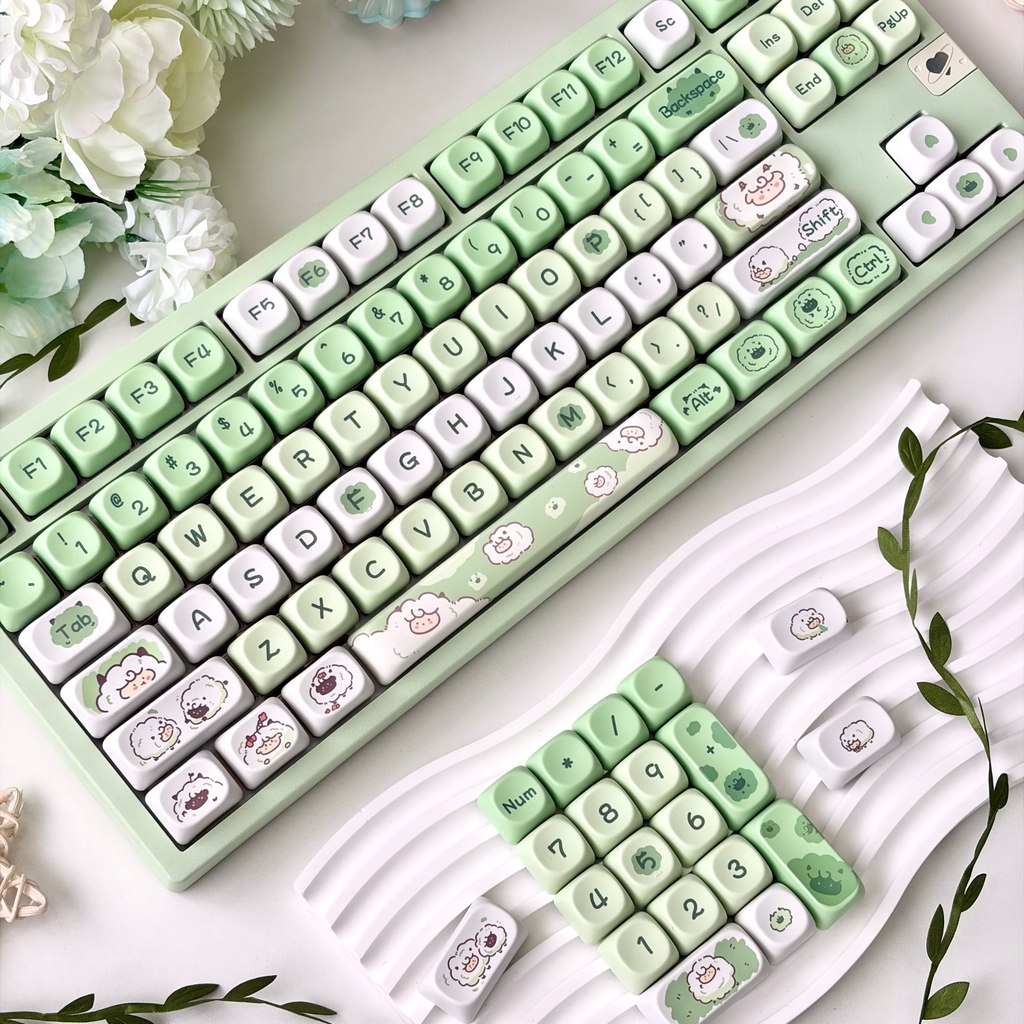 Hajimi Pooh Sheep Theme Keycap น่ารัก MOA 114-Key Adapt Mechanical Keyboard hi75