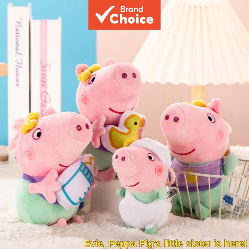 TPEPPA PIG Evie อย่างเป็นทางการ Plush Charm พวงกุญแจกระเป๋าอุปกรณ์เสริมน่ารักสะสมของเล่นสําหรับหญิงและชายวันเกิดวันหยุดของขวัญ