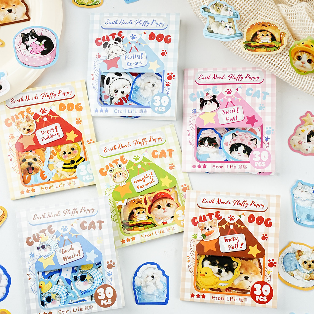 สติ๊กเกอร์แพ็คน่ารักสัตว์เลี้ยงปาร์ตี้ซีรีส์สัตว์ธีมคู่มือวัสดุ DIY สติ๊กเกอร์ตกแต่ง 30 แผ่นใน 6 รูปแบบทางเลือก