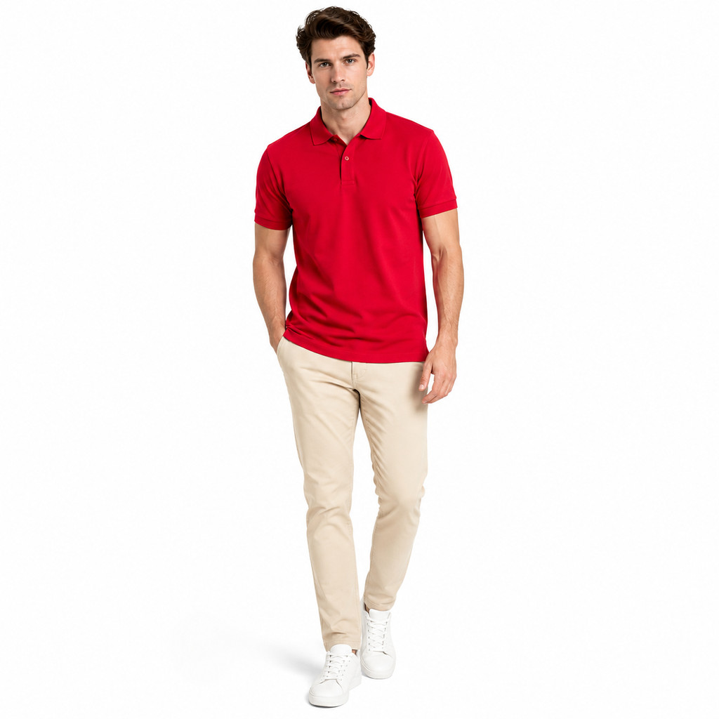 MERAH Baverre by Hassenda - Denver เสื้อโปโลผู้ชายธรรมดาคอปก Unisex แขนสั้น สีแดง VPG81207MRH