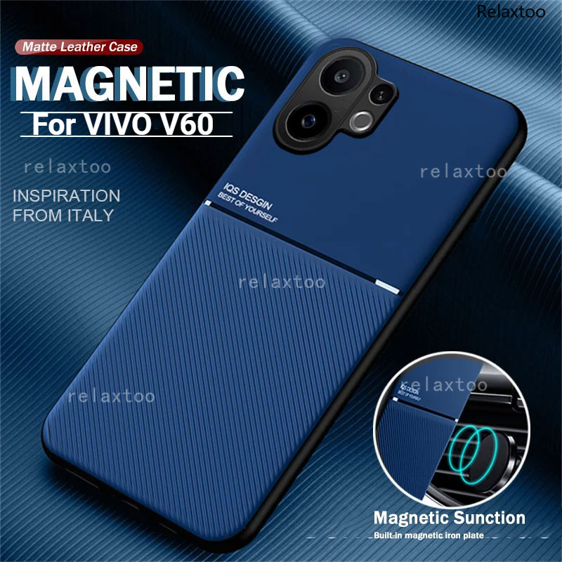 สําหรับ VIVOV60 2025 หนัง Matte สําหรับ VIVO V60 V 60 VIVOV60 V60VIVO 5G วงเล็บแม่เหล็กผู้ถือนุ่มเคส