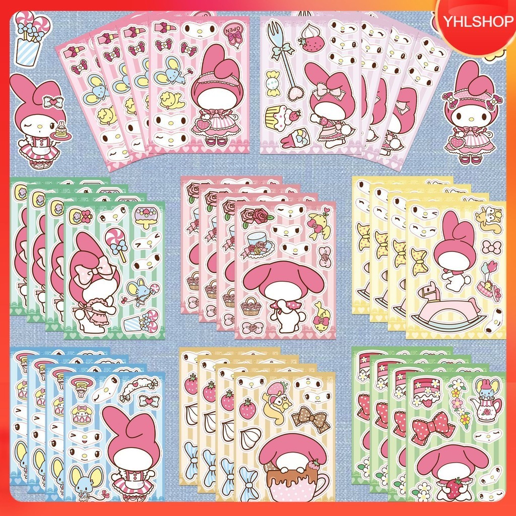 🍁ส่งจากไทย🍁 8แผ่น/ชุด สติกเกอร์ ตกแต่งหน้าตาเมโลดี้ DIY Make A Face Series Melody Sanrio Sticker