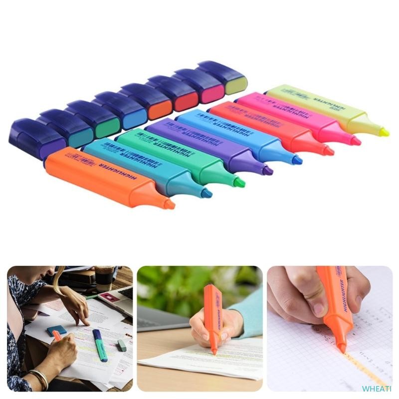 WHEATI Fluorescent Highlighter ปากกา Chiseled Tip สําหรับ Journal Notebook Calendar Planner