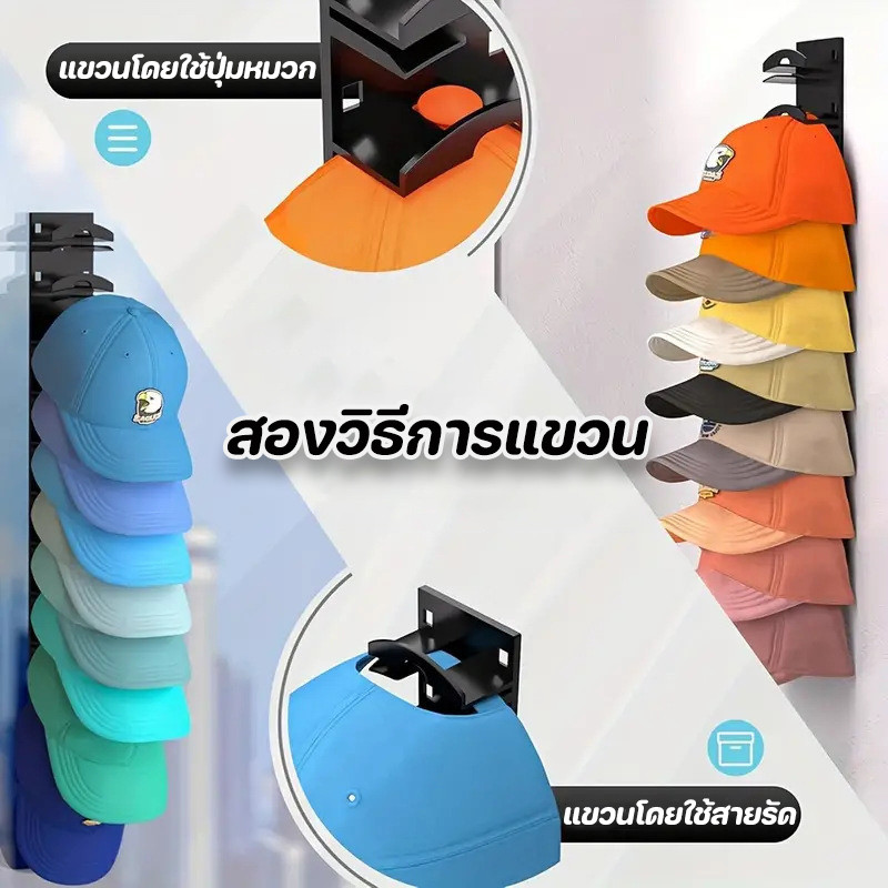 ชั้นเก็บหมวก ชั้นวางหมวกติดผนัง สำหรับเก็บหมวกเบสบอล ประหยัดพื้นที่ในบ้าน - รูปที่ 3