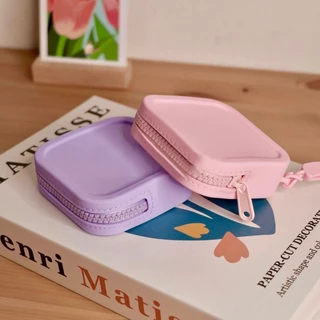 กระเป๋าใส่เหรียญซิลิโคนขนาดเล็ก สтиล์มินิมอลสีทึบ พกพาสะดวกและทำความสะอาดง่าย