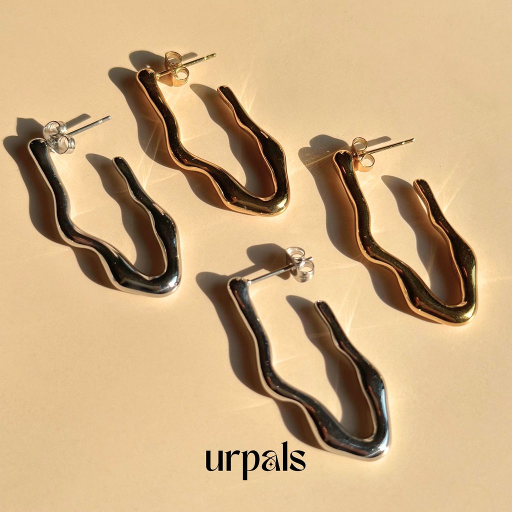 URPALS ต่างหูสายฝอ Stainless ชุบทอง 18K ไม่ลอกไม่ดำ แพ้ง่ายใส่ได้