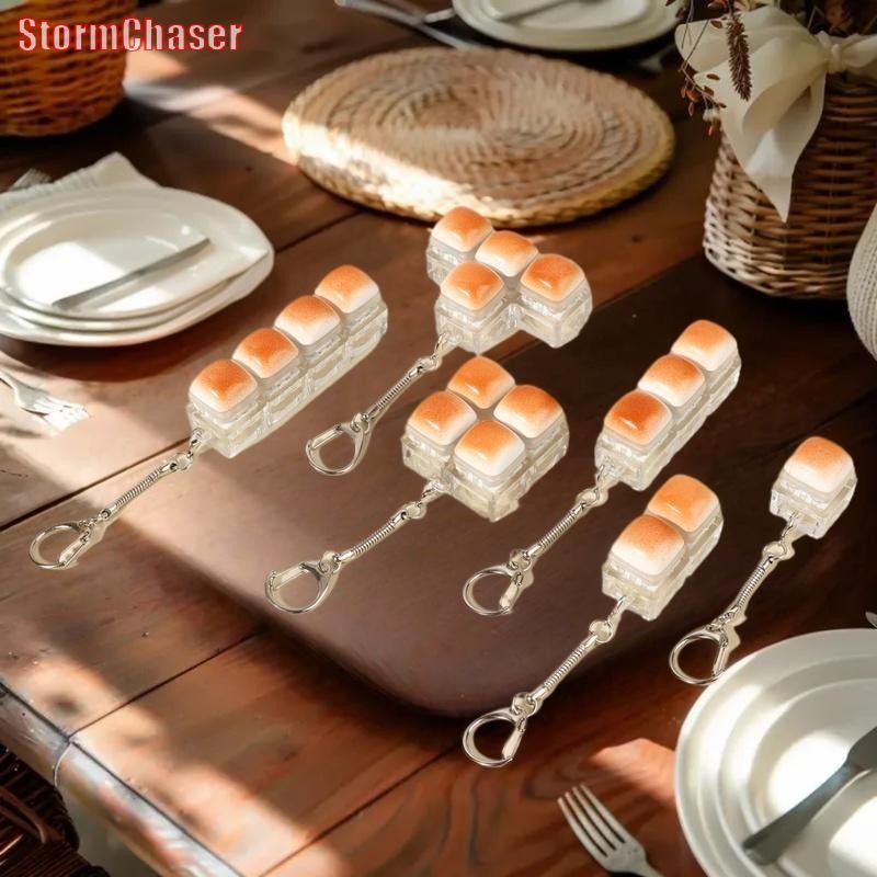[Storm-t] Creative Bread Keyboard Keychain Mechanical Keyboard Dpression Toy Keyring Bag Pendant Fid