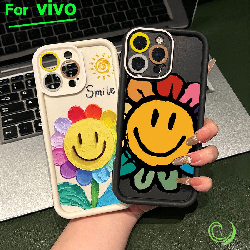 For Vivo เคสโทรศัพท์วิโว่ Y20 Y20s Smiley ดอกไม้ Y12s Y12A Y17 Y12 Y15 Y11 Y12i Y15A Y200 โทรศัพท์วิโว่ V40 V4