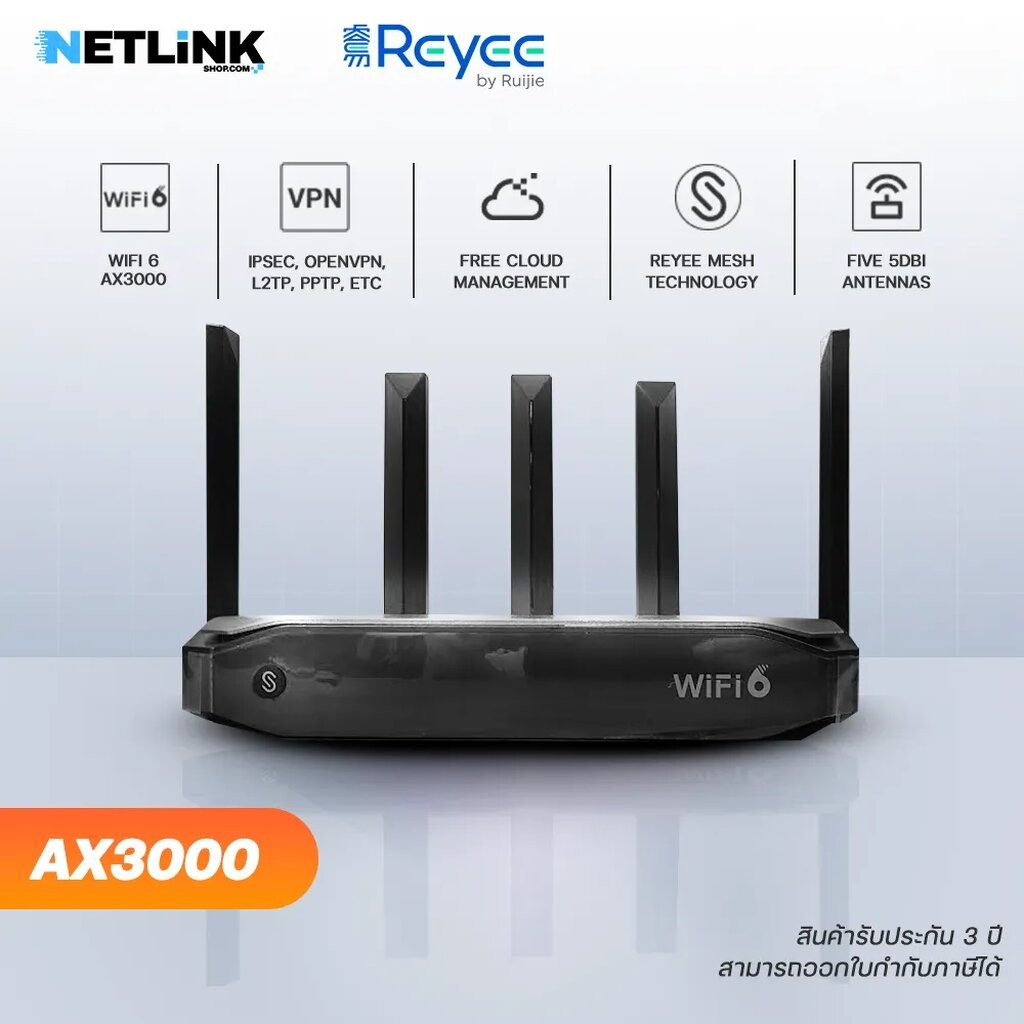เราเตอร์ Reyee รุ่น RG-EG105GW-X | Wi-Fi 6 AX3000 High-performance All-in-One Wireless Router