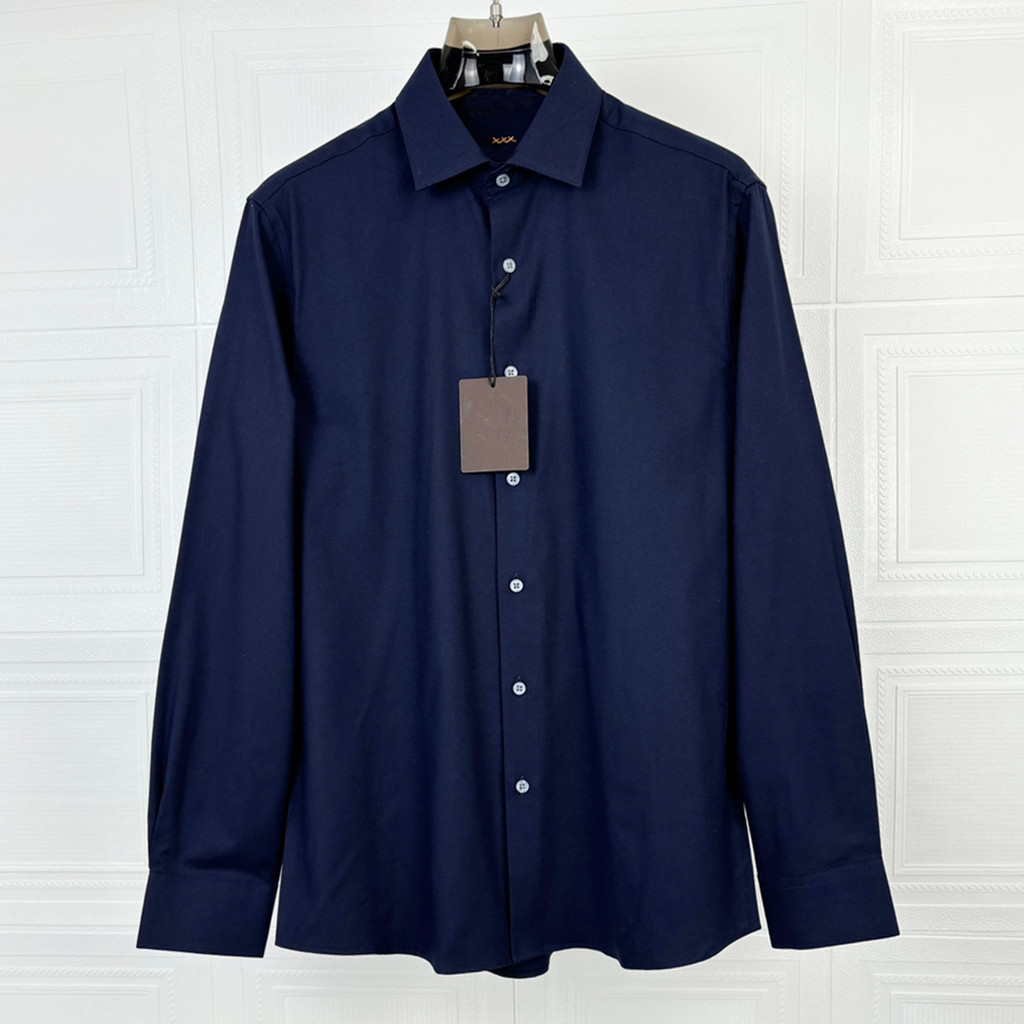 LYGJ Zegna Wool Men's Warm Autumn Winter Long Sleeve Shirt Business Casual Shirt Formal Slim Fit