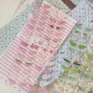 DIY น่ารักการ์ตูน INS Wing Glitter สติกเกอร์ Angel Wings สําหรับสมุดภาพ Journal CCD กล้องหวาน Retro การ์ตูนตกแต่งสติกเกอร์เด็กของขวัญ