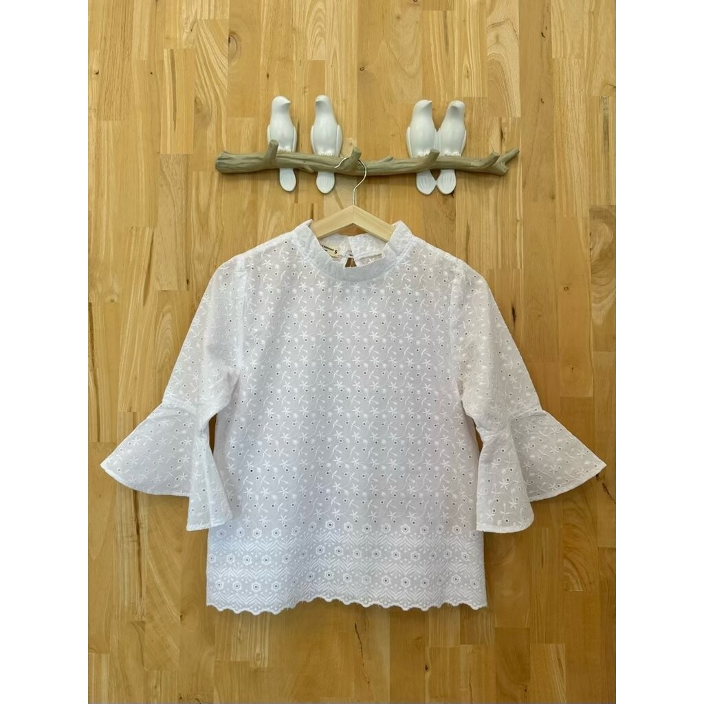 เสื้อเก็ดถะหวา สีขาว WHF ดีไซน์คลาสสิก อ่อนหวาน ไม่ตกยุค เนื้อผ้าสวยปักละเอียด คอตต้อนแท้ 100%