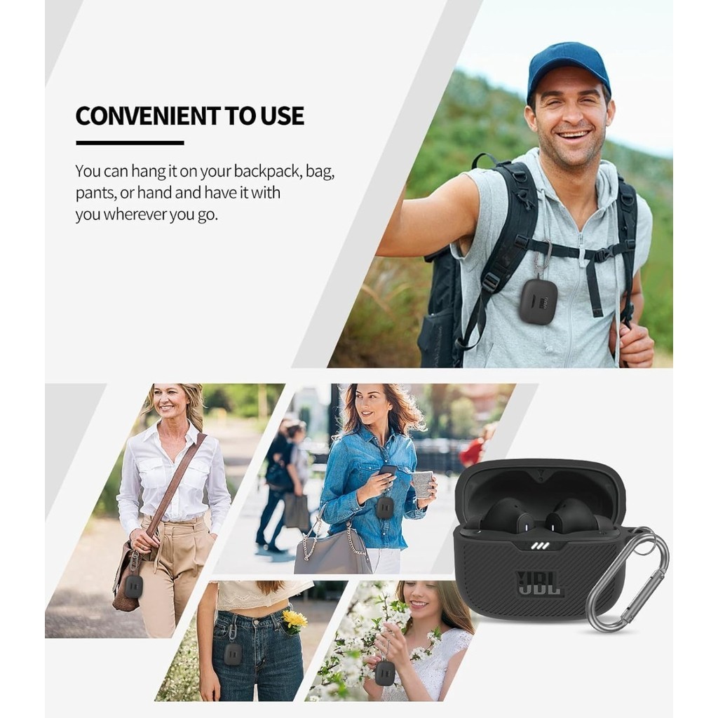 เคสซิลิโคนสําหรับ JBL Tune 230NC TWS Cover, เคสซิลิโคนแบบพกพาป้องกันสําหรับหูฟัง JBL 230NC พร้อมตะขอ - รูปที่ 3