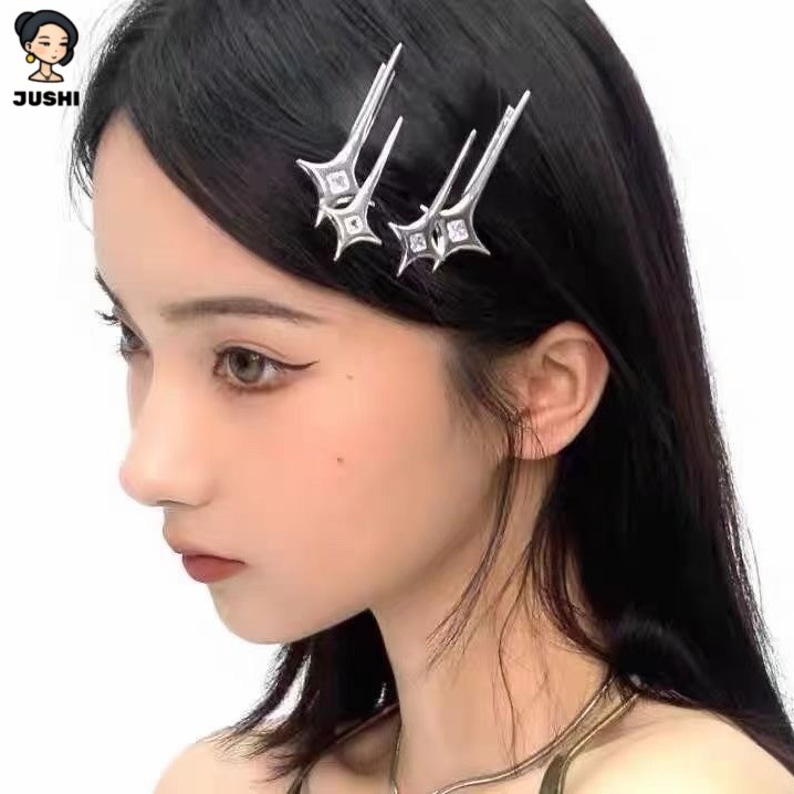 JUSHI Y2KStar-Shaped กิ๊บติดผมไม่สม่ําเสมอแฟชั่นVINTAGE Holiday Gift Partyเครื่องประดับสําหรับงานรื่
