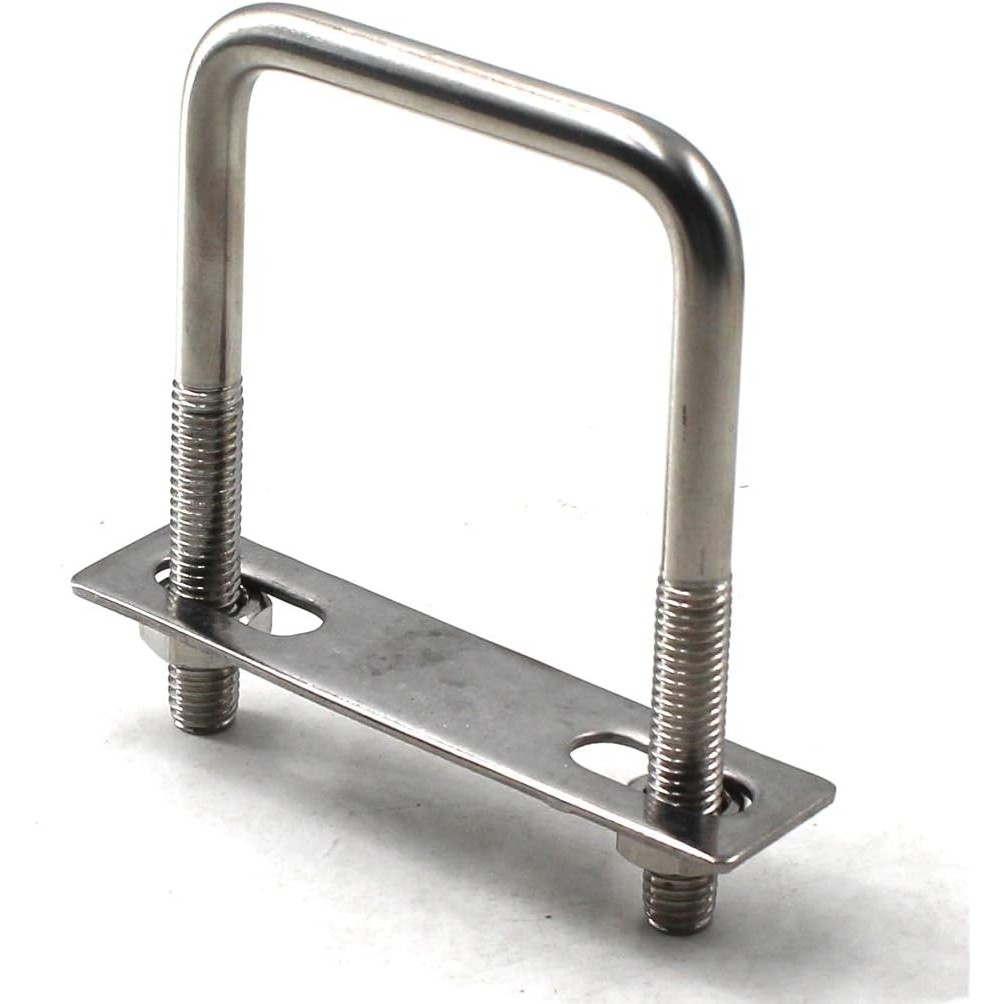 M8x50x100mm Square U Bolt 304 สแตนเลส Tie Down U Bolt (แพ็ค 2 ชิ้น) GZFK