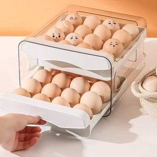gaveteiro duplo em plástico tipo porta 32 ovos com para cozinha geladeira
