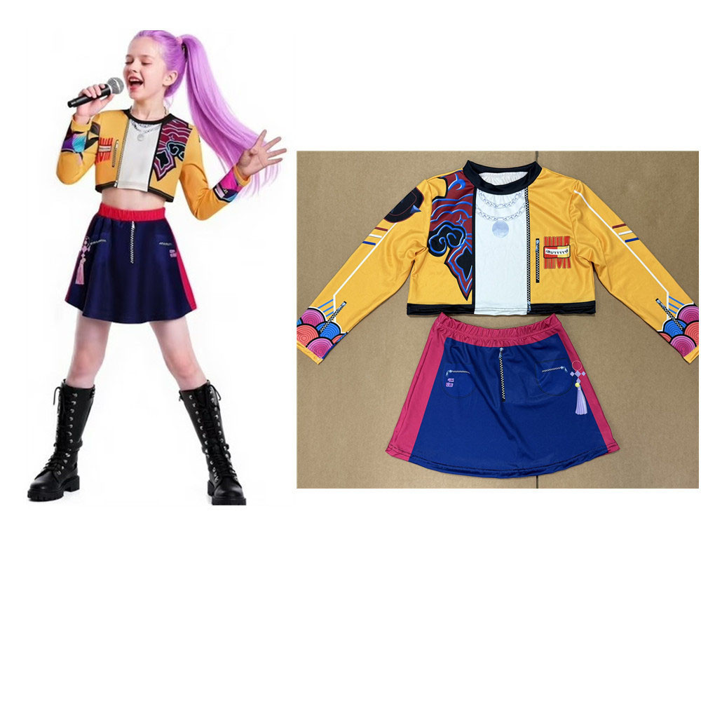 K-Pop Demon Hunters Rumi คอสเพลย์เครื่องแต่งกายเด็กชุดแฟนซี Idol สาว Zoey คอสเพลย์ชุดเวทีสาวฮาโลวีนเสื้อผ้า - รูปที่ 2