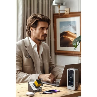 ที่ชาร์จGaN อเนกประสงค์ 80W 3in1 USB+Type-Cอะแดปเตอร์ชาร์จเดินทางแบบเร็ว ที่ชาร์จติดผนังสำหรับโทรศัพท์/แท็บเล็ต/แล็ปท็อป