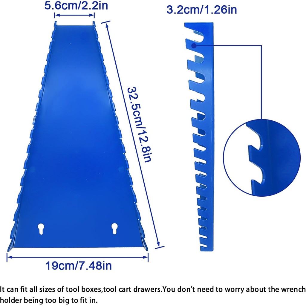 BSY-CORNER 64-Slot ABS ประแจพลาสติก, Heavy Duty ประแจถาดสําหรับกล่องเครื่องมือ, Fit SAE & เมตริกประแ