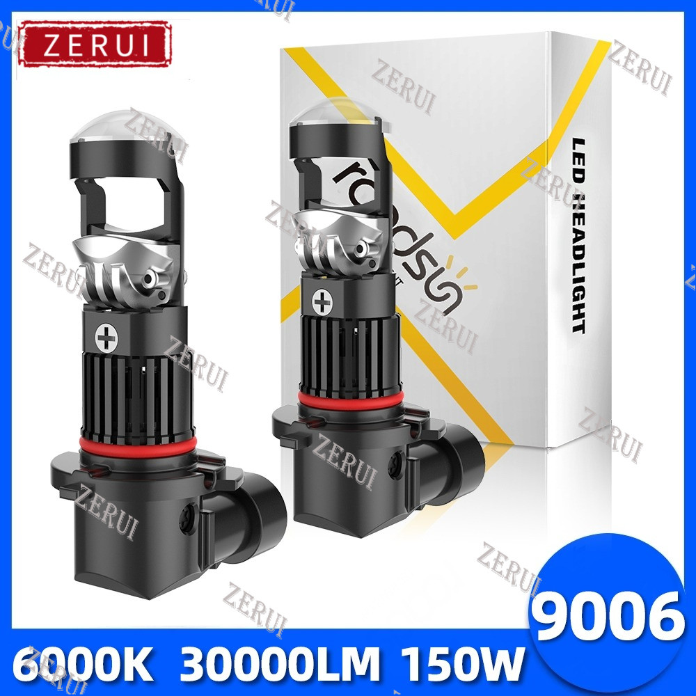 ZR สําหรับ 2 ชิ้น 9006 Super Bright LED ไฟหน้ารถหลอดไฟ HB4 โปรเจคเตอร์เลนส์ 150 วัตต์ 30000LM 6000 พ