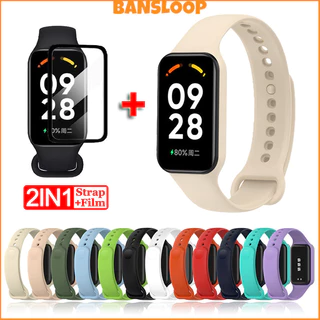 ฟิล์มแก้วนิรภัย + ซิลิโคนปกกรณีสายรัด for Xiaomi Band 8 Active / Redmi Band 2 อุปกรณ์เสริมสร้อยข้อมือป้องกันหน้าจอ