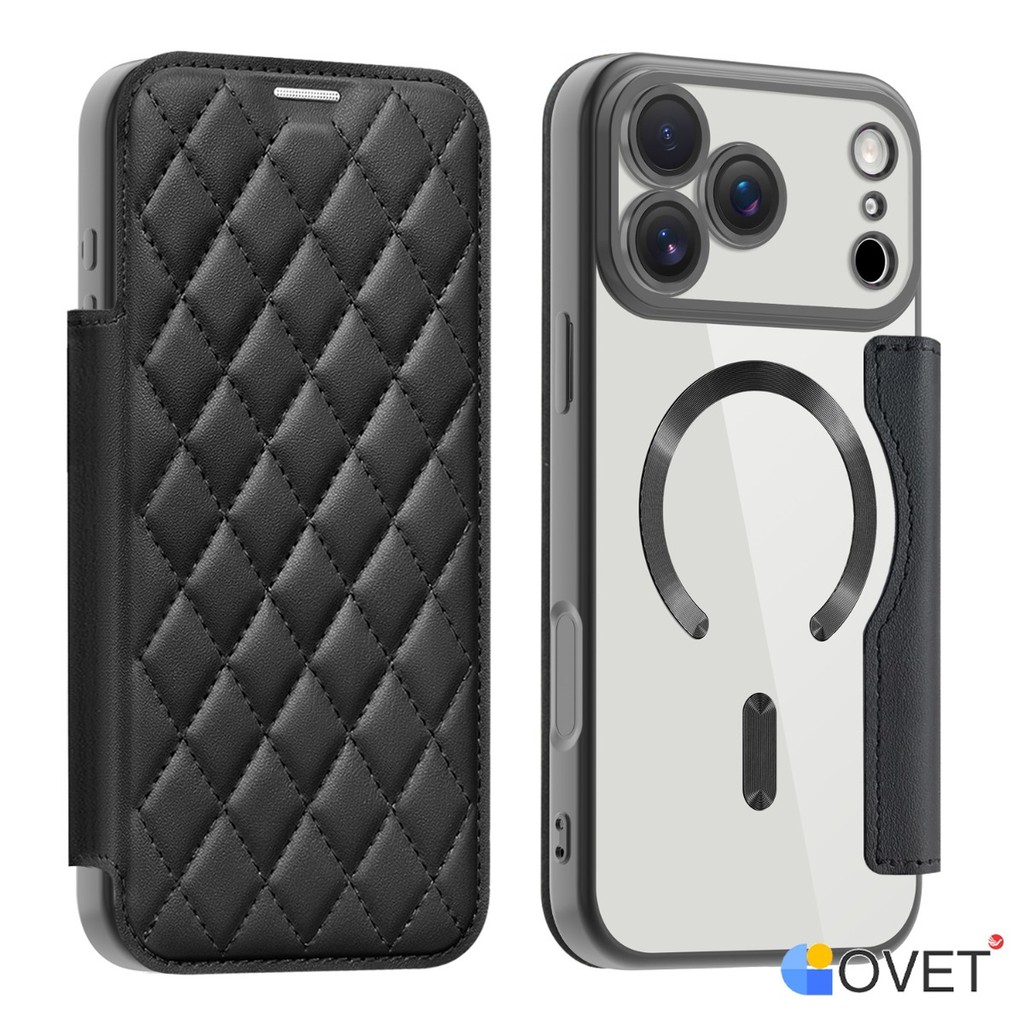 COVET โทรศัพท์หนังพลิกพร้อมพอร์ตชาร์จแม่เหล็กไร้สายฝาครอบป้องกันเข้ากันได้กับสําหรับ iPhone 17 Pro Max เคสกันกระแทก