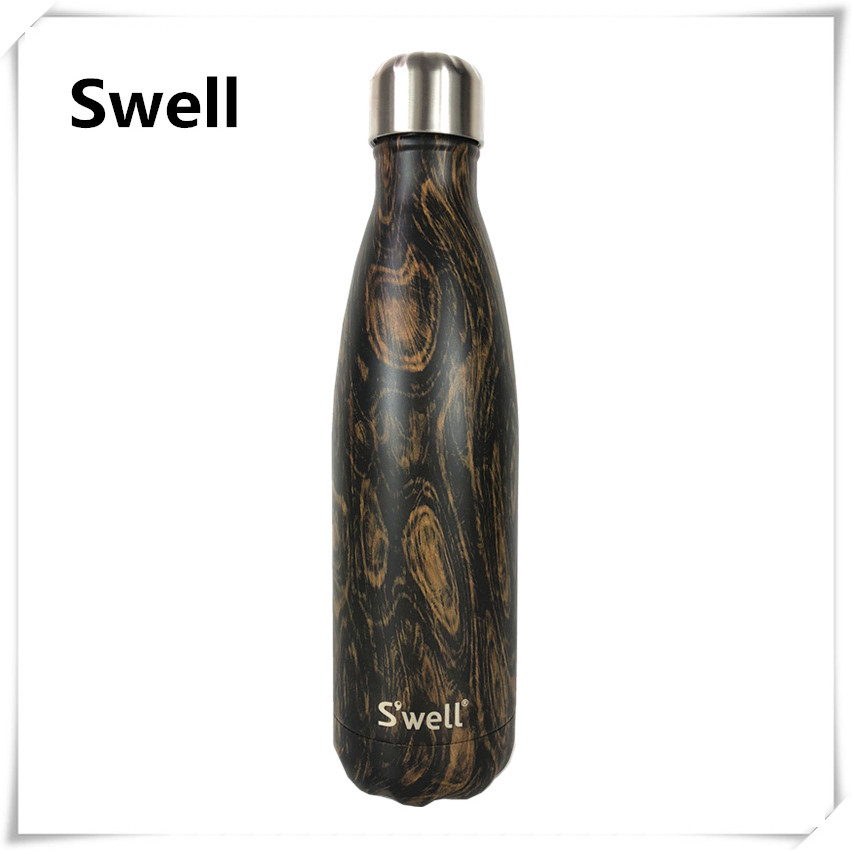 American Street Wear Swell Thermos Cup Assembled Cola Bottle Couple Wood Grain Bottle Large Size 750