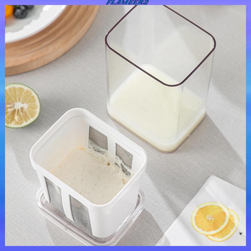 [Flameer2] Greek Yogurt Filter Food Strainer Yogurt 1100ml นํากลับมาใช้ใหม่ด้วยสแตนเลส