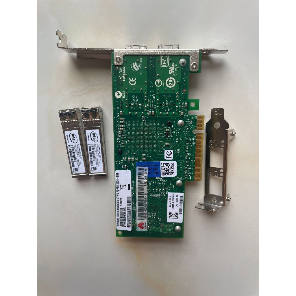 ⭐ Intel X520-SR2 SFP Dual Port 10G การ์ดเครือข่าย 82599ES ชิปหลักการ์ดเครือข่ายไฟเบอร์ออปติกพอร์ตคู่