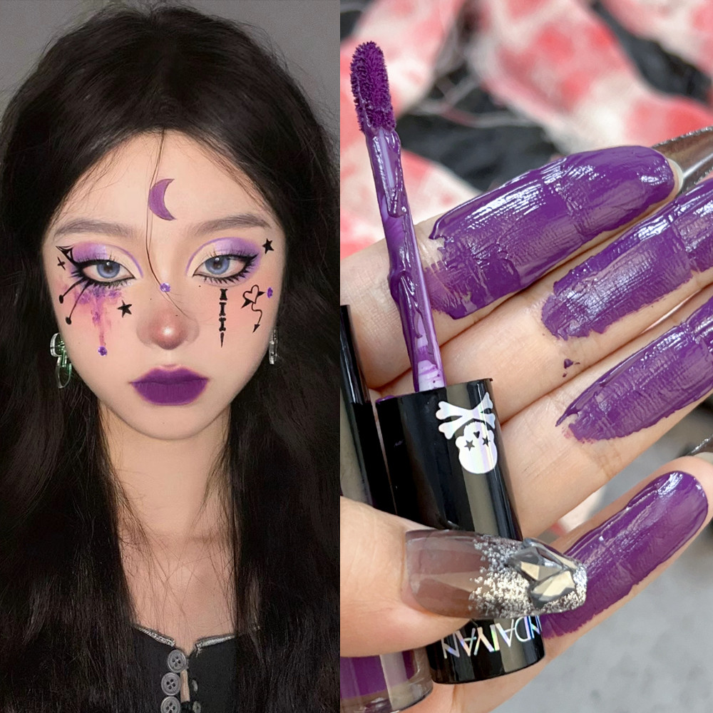 Gothic Halloween Matte Lip Gloss - ลิปสติกให้ความชุ่มชื้นสีดํา - สีแต่งหน้าสําหรับ Halloween Christm