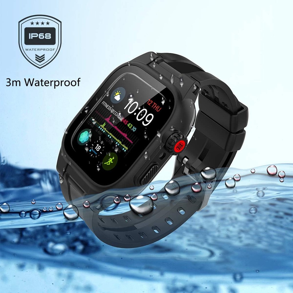 สําหรับ Apple Watch Case 44mm Waterproof Case, IP68 Full Body Protection Case พร้อมหน้าจอและวงในตัว,