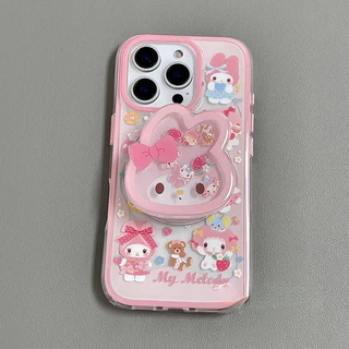 โปร่งใส จัดส่งจากประเทศไทย เคส My Melody ชมพู สำหรับ iphone เคสไอโฟน 11 12 13 14 15 16 PLUS PRO MAX X XS MAX XR 7/8PLUS